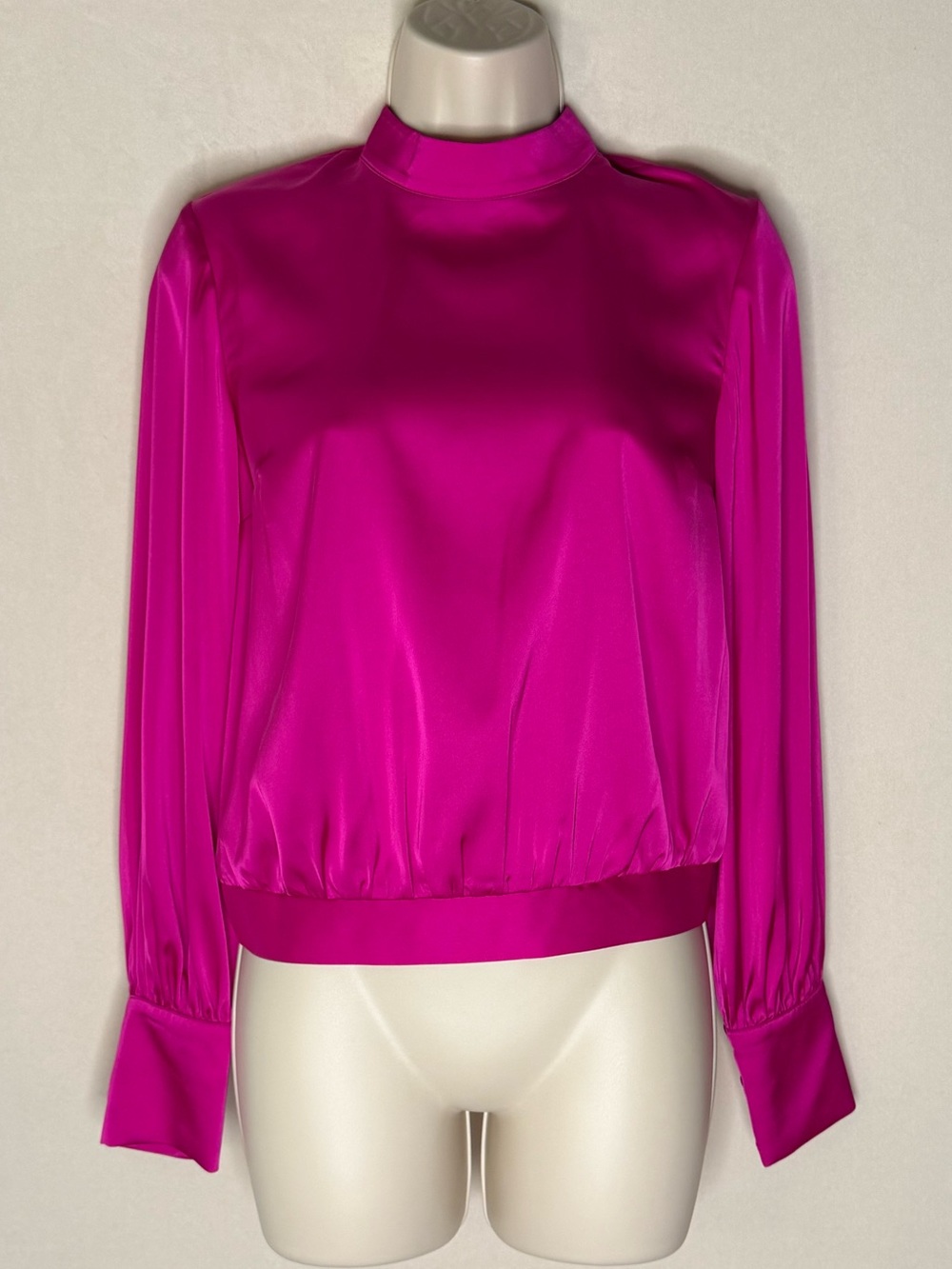 Express Women's Long-Sleeve Mock Neck Blouse - Fuchsia